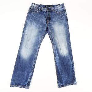 Express Jeans Blake Mens 34x32 Loose Boot Distressed Medium Wash Blue